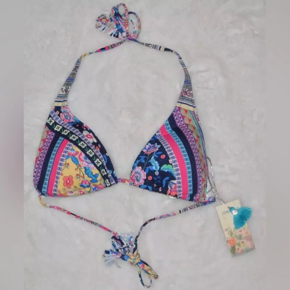 JOHNNY WAS Alaina Halter Triangle Bikini Top size S NWT $118